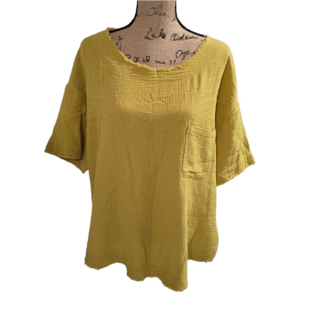 Easel Chartreuse Green Comfy‎ Oversized Tunic Size Large